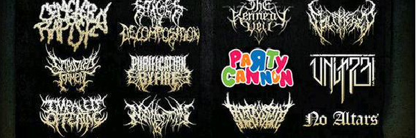 Party Cannon past niet in het rijtje van Death Metal logos